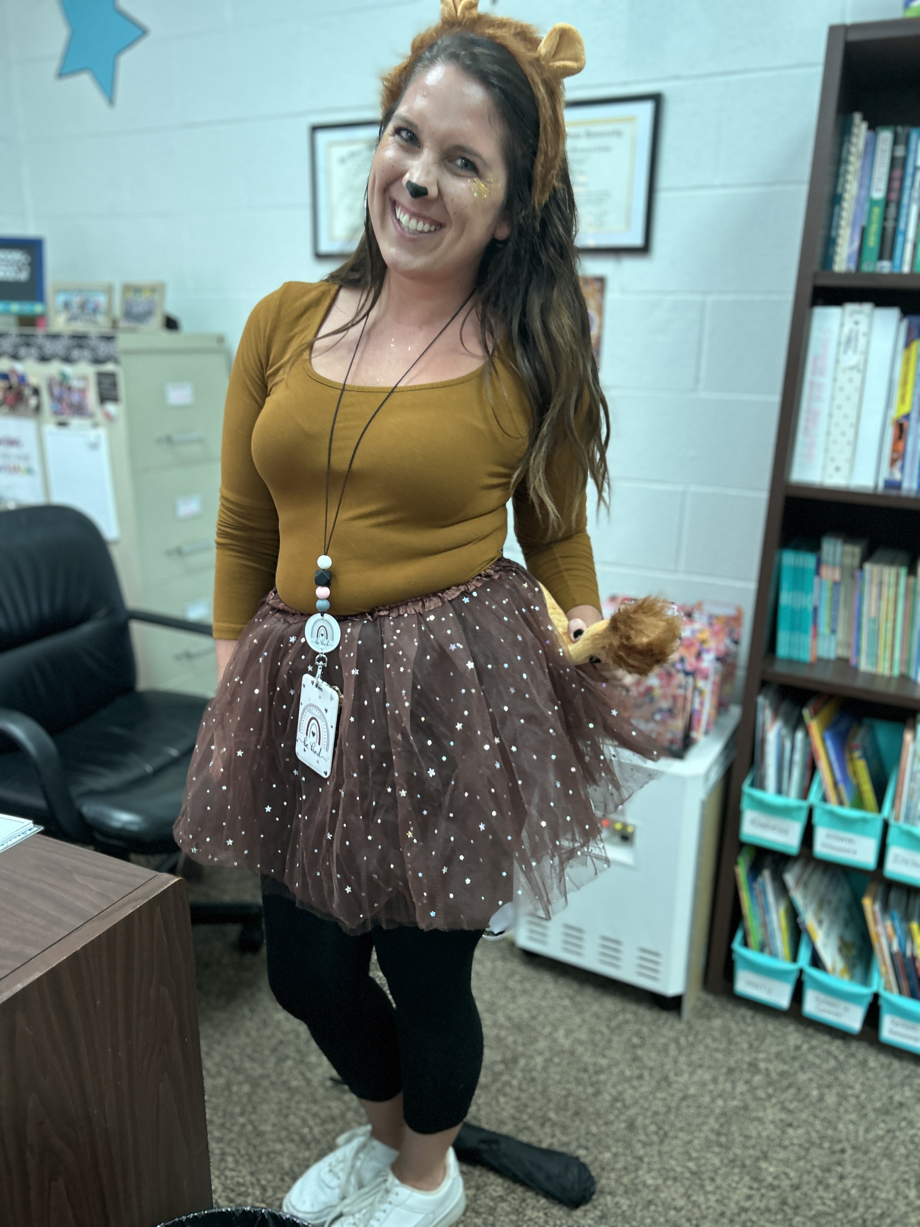 Our school counselor dressed as a lion on Book Character Day.